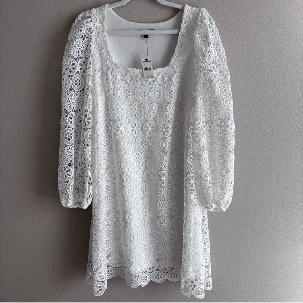 NWT Express Crochet bell sleeve mini dress